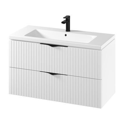 Cersanit S801-542 - Mueble de baño suspendido con lavabo TIRSO 100x45 cm blanco