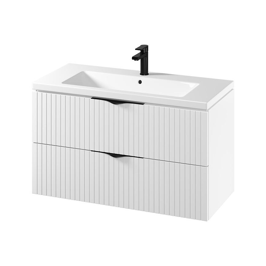 Cersanit S801-542 - Mueble de baño suspendido con lavabo TIRSO 100x45 cm blanco