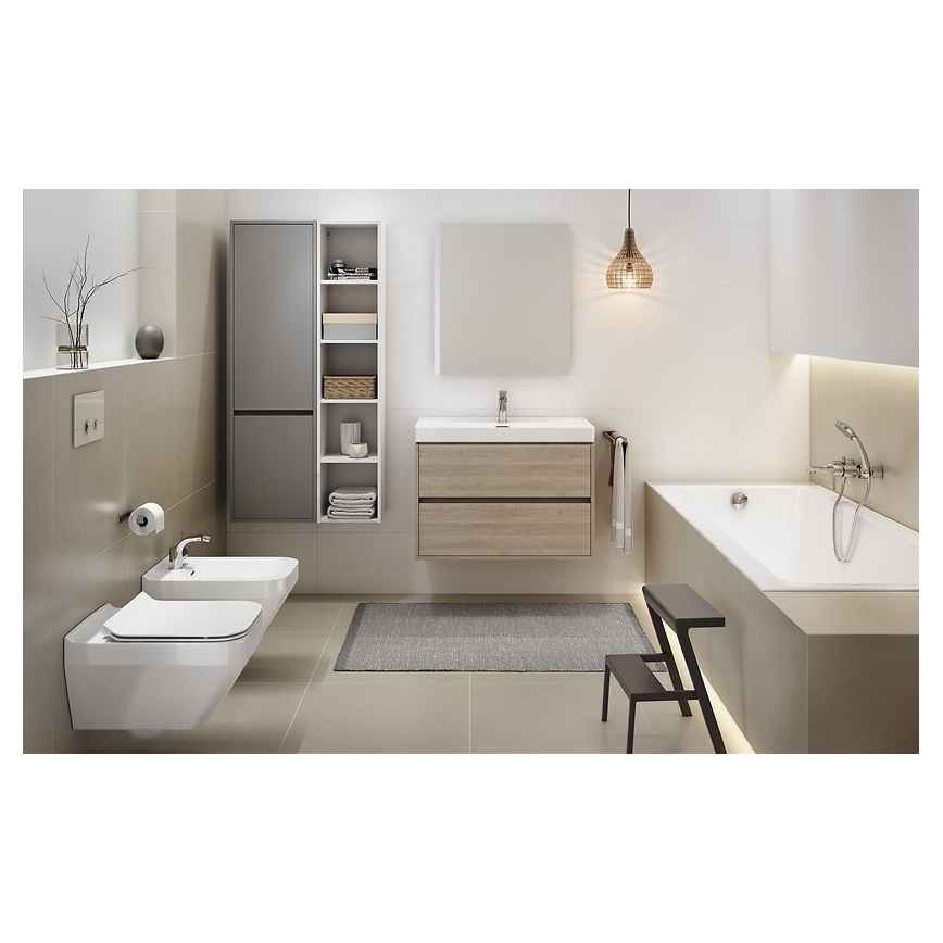 Cersanit S924-008 - Armario de baño suspendido con lavabo BARBARA 53,3x59,4 cm roble