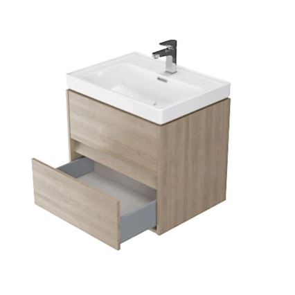 Cersanit S924-008 - Armario de baño suspendido con lavabo BARBARA 53,3x59,4 cm roble