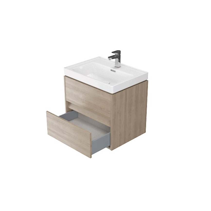 Cersanit S924-008 - Armario de baño suspendido con lavabo BARBARA 53,3x59,4 cm roble