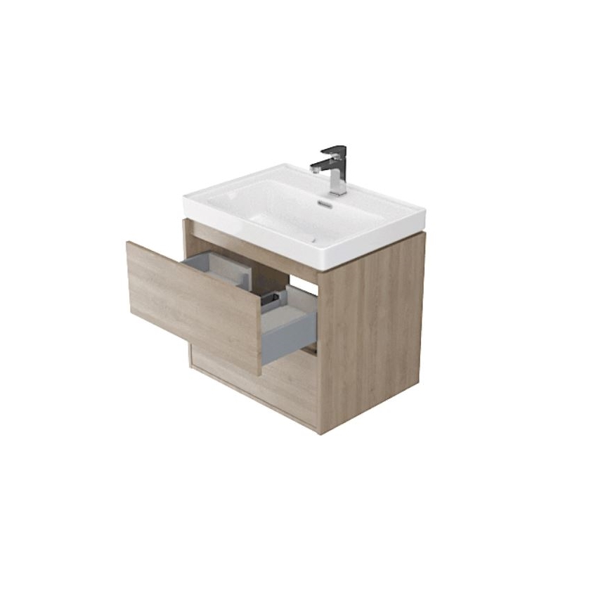 Cersanit S924-008 - Armario de baño suspendido con lavabo BARBARA 53,3x59,4 cm roble