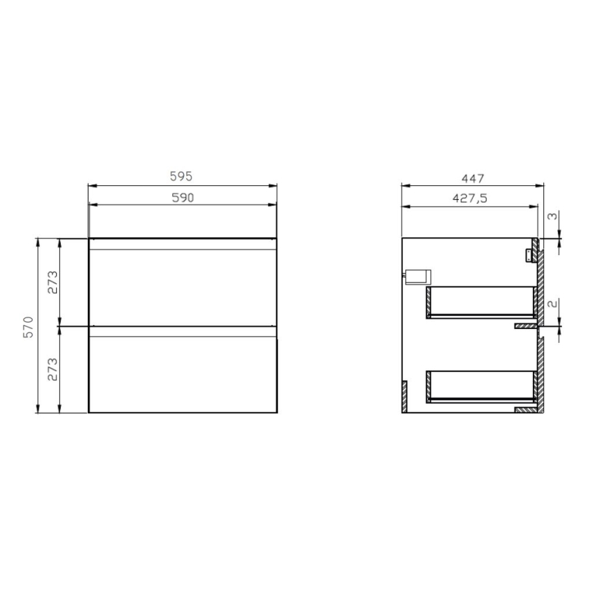 Cersanit S929-010 - Mueble de baño suspendido para lavabo MODUO 59,5x44,7 cm blanco brillante