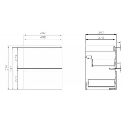 Cersanit S929-012 - Armario de baño suspendido con lavabo MEDDIE 57x49,4 cm blanco brillante
