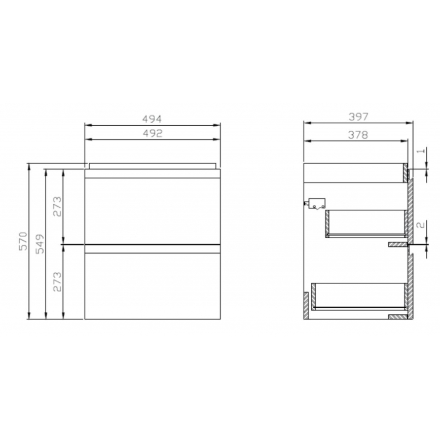 Cersanit S929-012 - Armario de baño suspendido con lavabo MEDDIE 57x49,4 cm blanco brillante