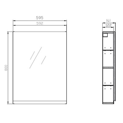 Cersanit S929-018 - Armario de baño con espejo MEDDIE 80x59,5 cm