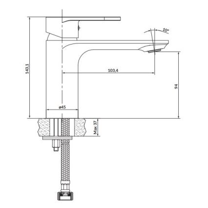 Cersanit S951-331 - Grifo de lavabo CREA 14,3 cm negro