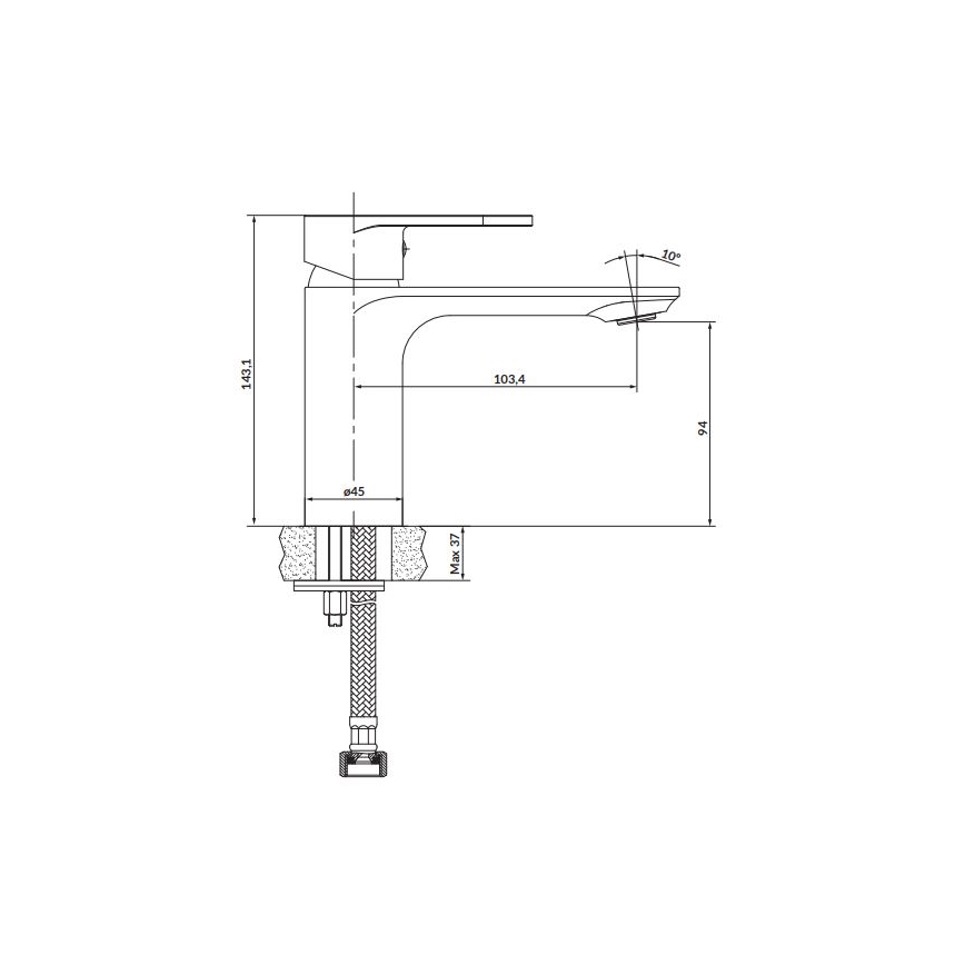 Cersanit S951-331 - Grifo de lavabo CREA 14,3 cm negro