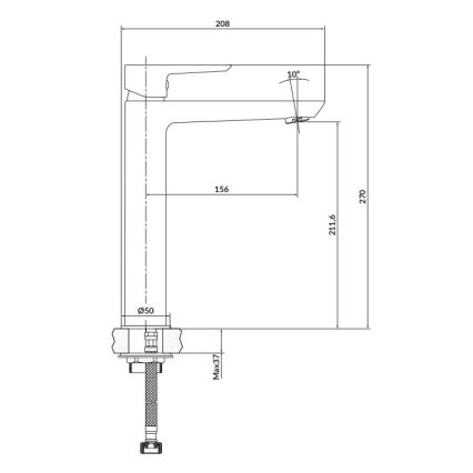 Cersanit S951-356 - Grifo de lavabo MILLE 27 cm negro + desagüe