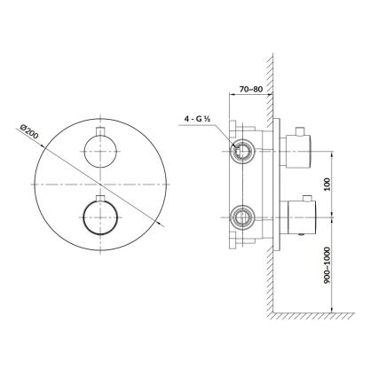 Cersanit S951-564 - Grifo de ducha termostático para instalación empotrada ZEN cromo brillante