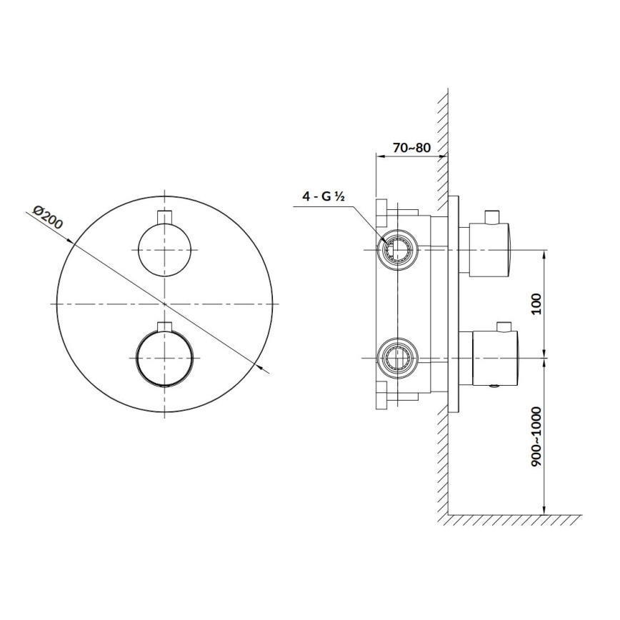 Cersanit S951-567 - Grifo de ducha termostático para instalación empotrada ZEN negro