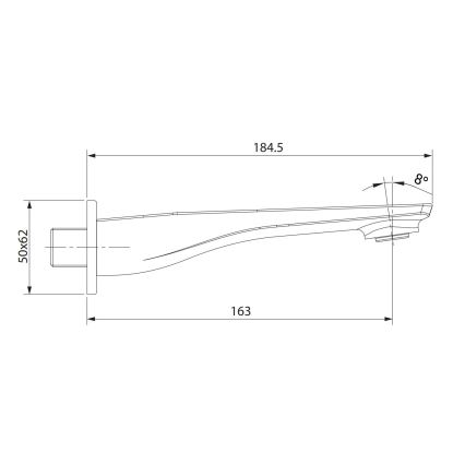 Cersanit S951-707 - Caño para instalación empotrada LARGA negro