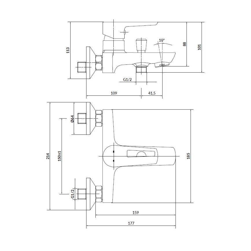 Cersanit S952-003 - Juego de bañera con grifo + grifo para lavabo MILLE cromo brillante