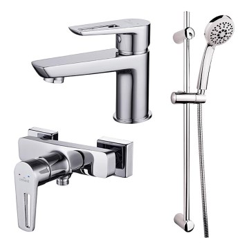 Cersanit S952-004 - Conjunto de ducha con grifo + grifo de lavabo MILLE cromo brillante