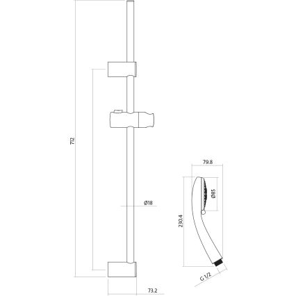 Cersanit S952-004 - Juego de ducha con grifo + grifo para lavabo MILLE cromo brillante