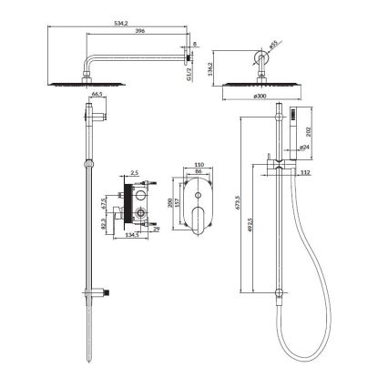 Cersanit S952-009 - Conjunto de ducha con grifo empotrado CREA negro