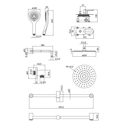 Cersanit S952-011 - Juego de ducha con grifo empotrado MODUO cromo brillante
