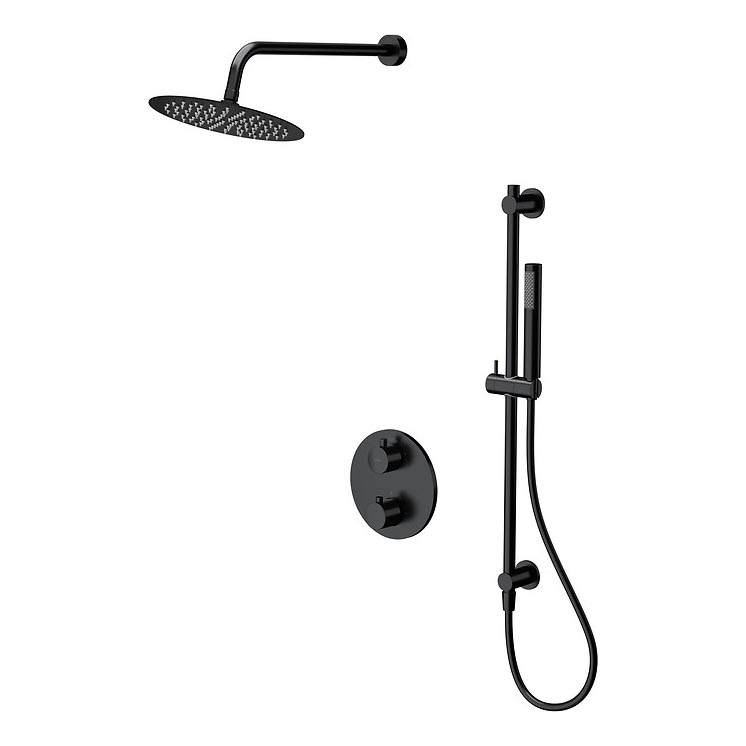 Cersanit S952-033 - Juego de ducha con grifo empotrado termostático ZEN negro