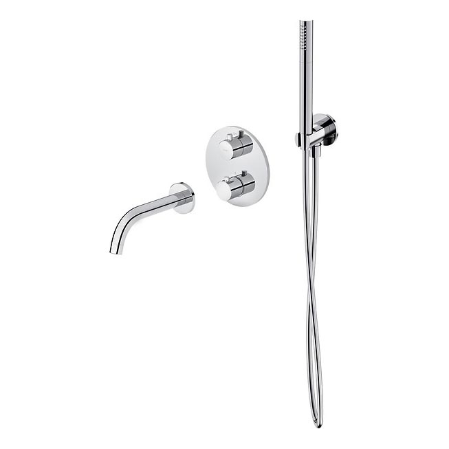 Cersanit S952-034 - Juego de baño con grifo empotrado termostático ZEN cromo brillante