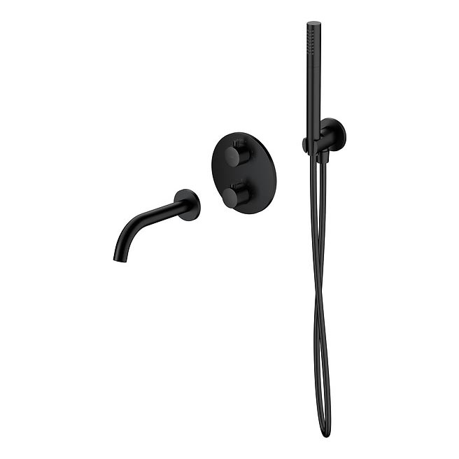 Cersanit S952-041 - Juego de baño con grifo empotrado termostático ZEN negro