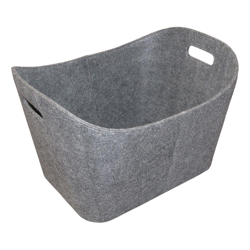 Cesta de madera de fieltro con asas 35x55 cm gris
