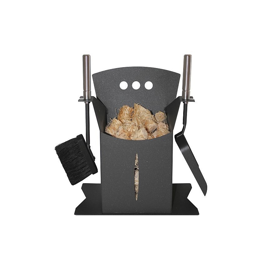 Cesta de pellets con herramientas 3 uds antracita