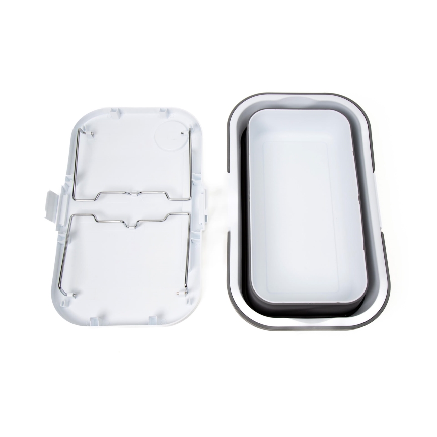 Cesta de picnic plegable para camping con tapa 2en1 blanco/gris