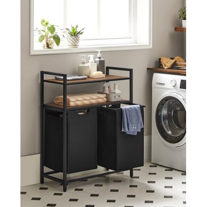Cesta para ropa REX marrón/negro
