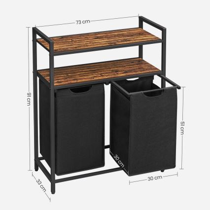Cesta para ropa REX marrón/negro