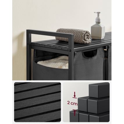 Cesta para ropa REX negro/gris