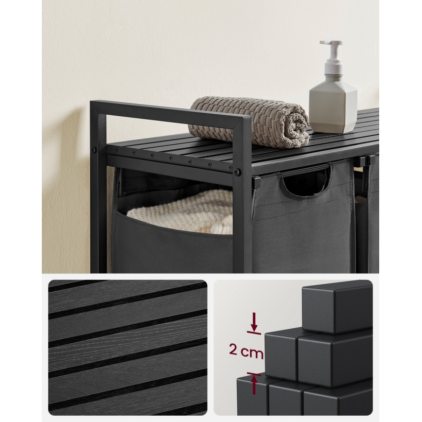 Cesta para ropa REX negro/gris