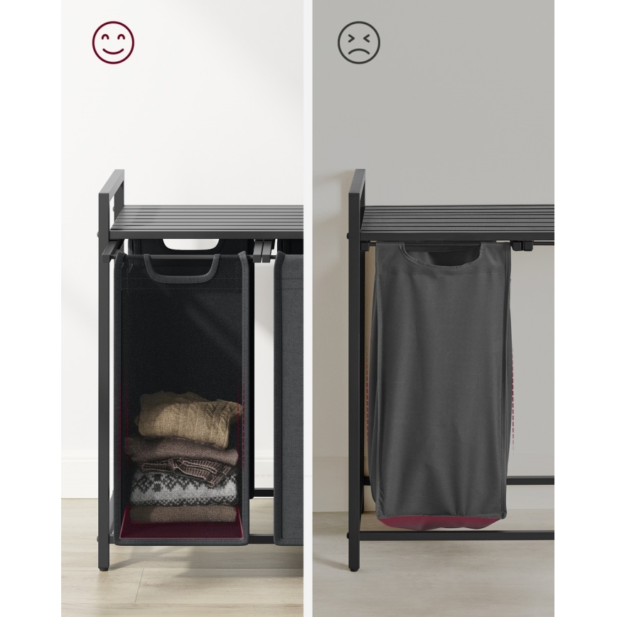 Cesta para ropa REX negro/gris