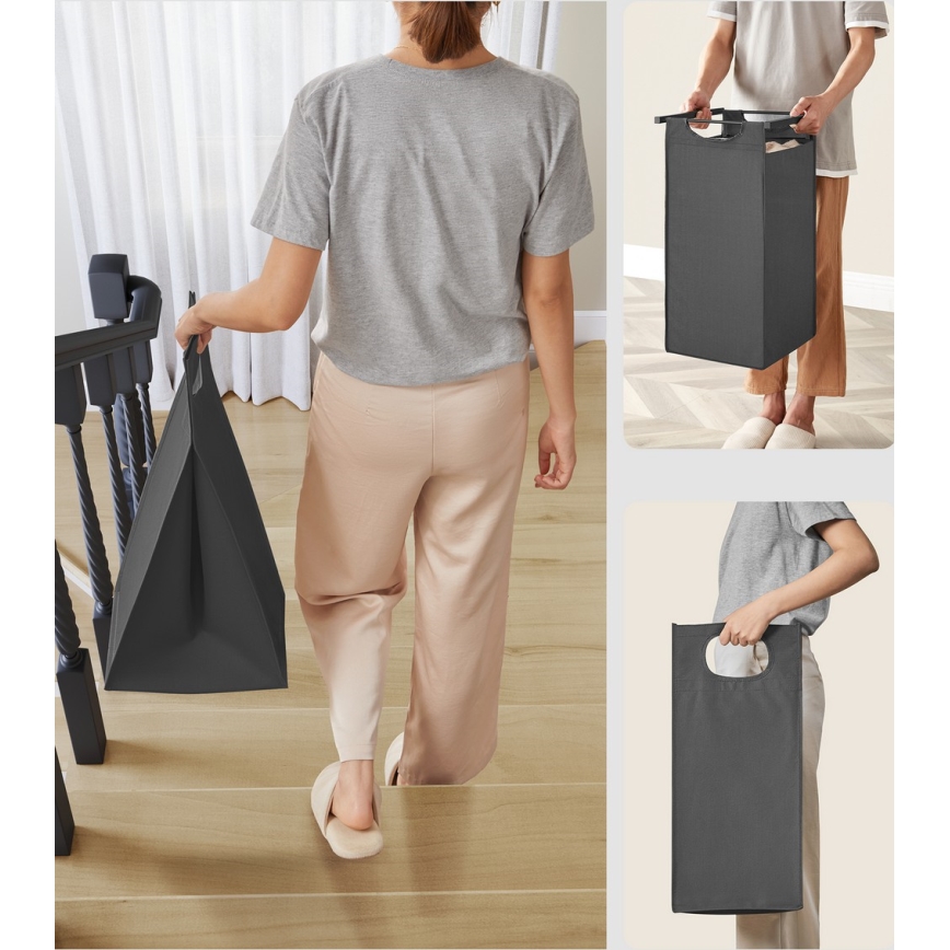 Cesta para ropa REX negro/gris