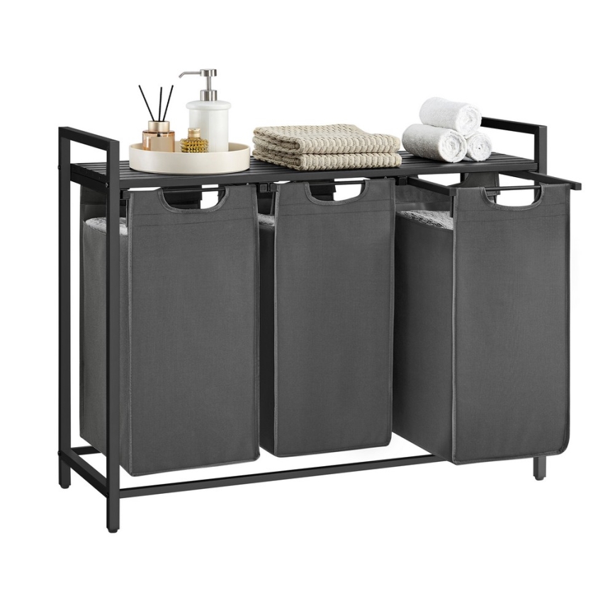 Cesta para ropa REX negro/gris