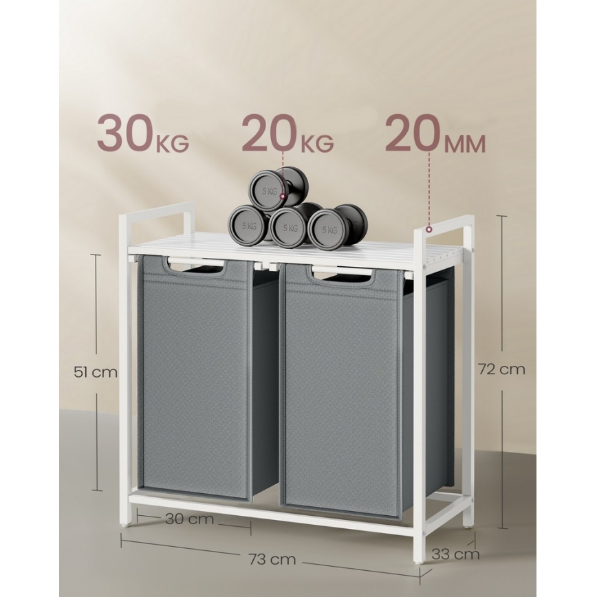 Cesto de ropa REX blanco/gris