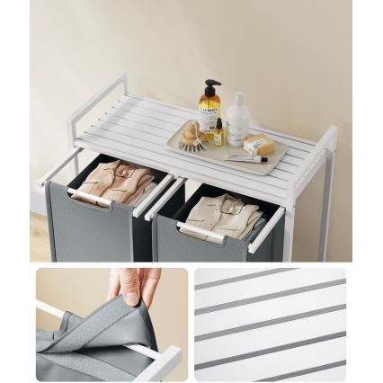 Cesto para ropa REX blanco/gris