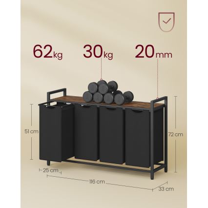 Cesto para ropa REX marrón/negro