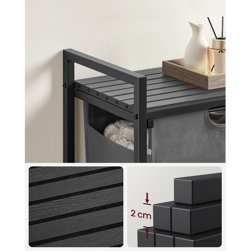 Cesto para ropa REX negro/gris