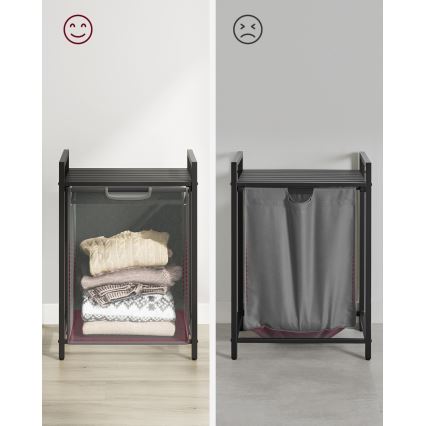 Cesto para ropa REX negro/gris