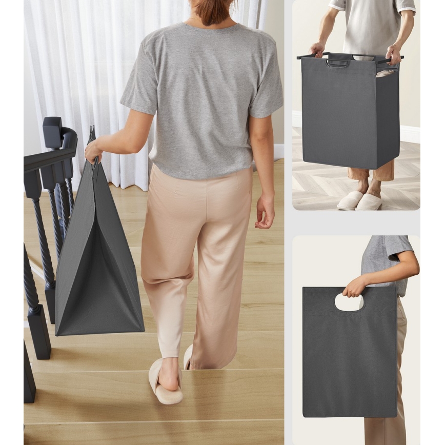 Cesto para ropa REX negro/gris