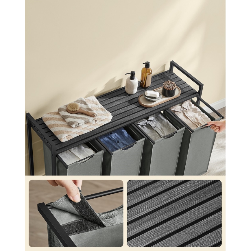 Cesto para ropa REX negro/gris
