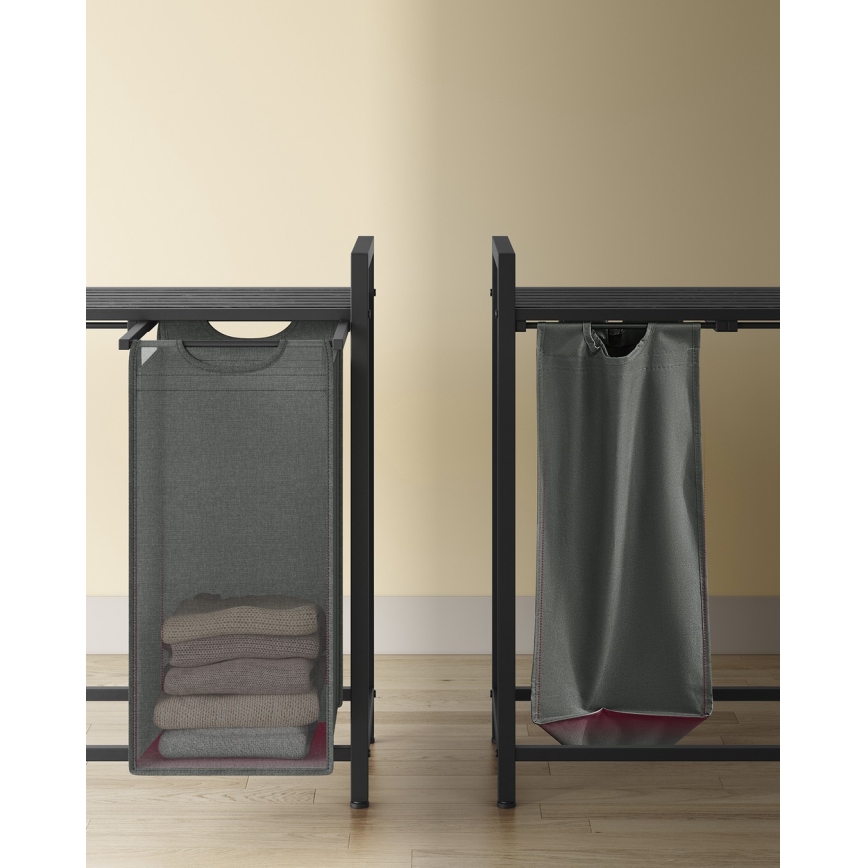 Cesto para ropa REX negro/gris