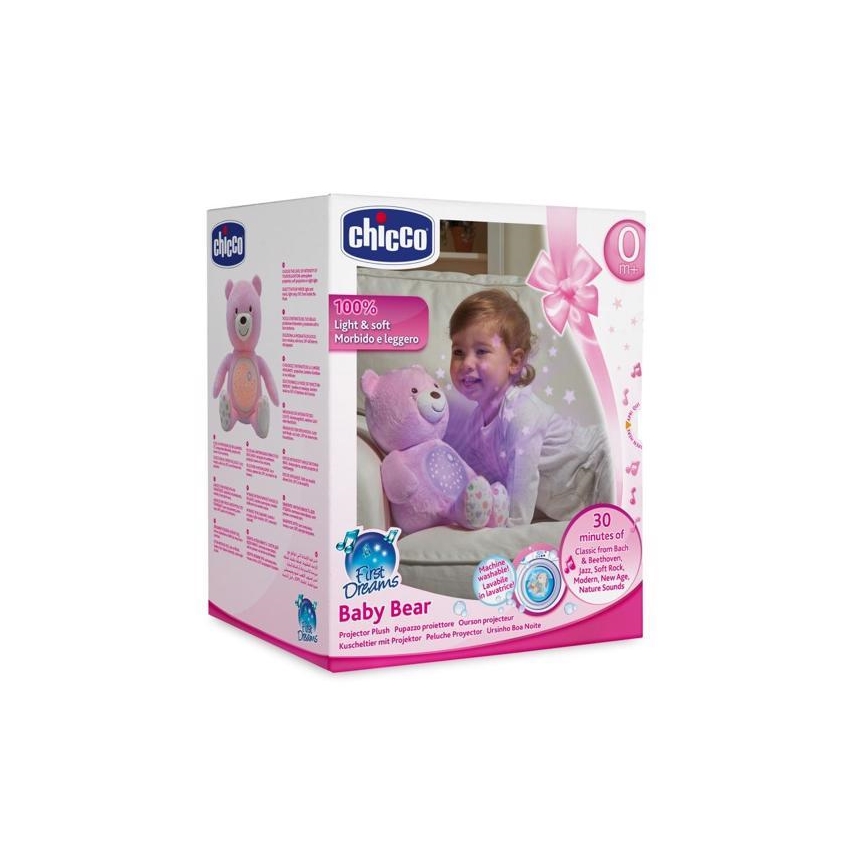 Chicco - Proyector con melodía BABY BEAR 3xAAA rosa