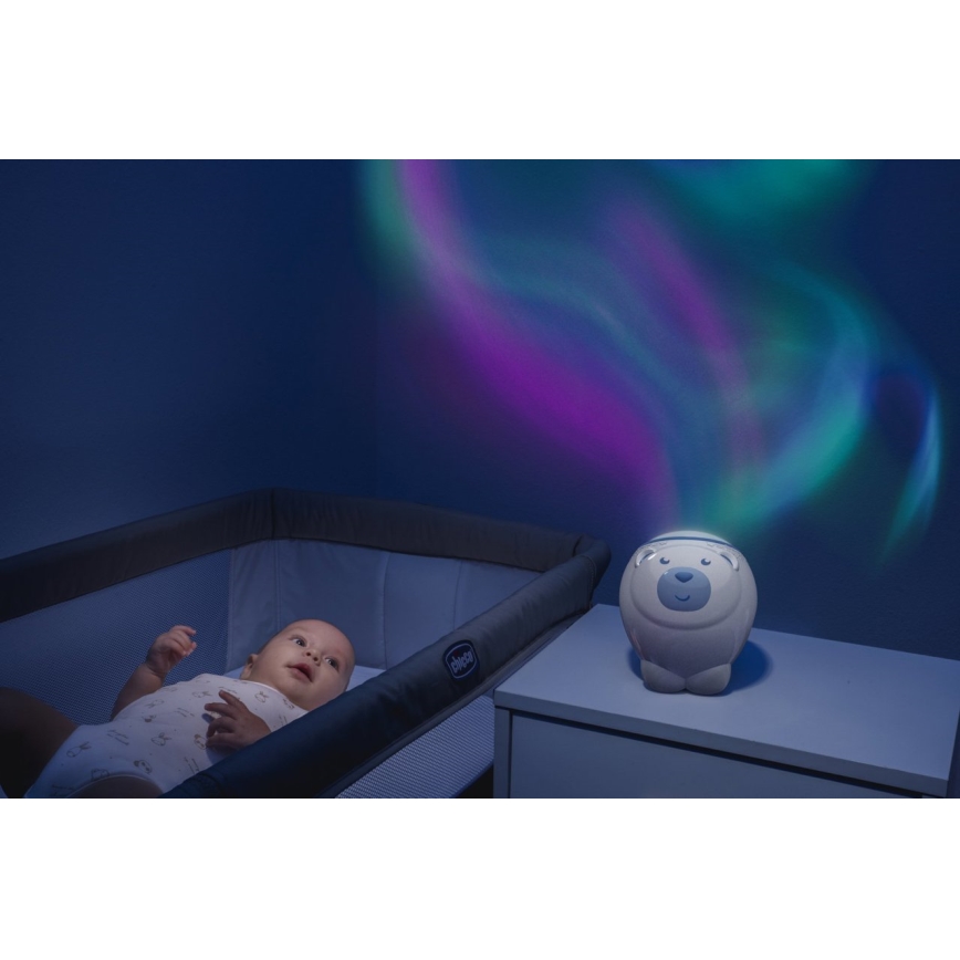 Chicco - Proyector infantil 2en1 POLAR BEAR 3xAA azul