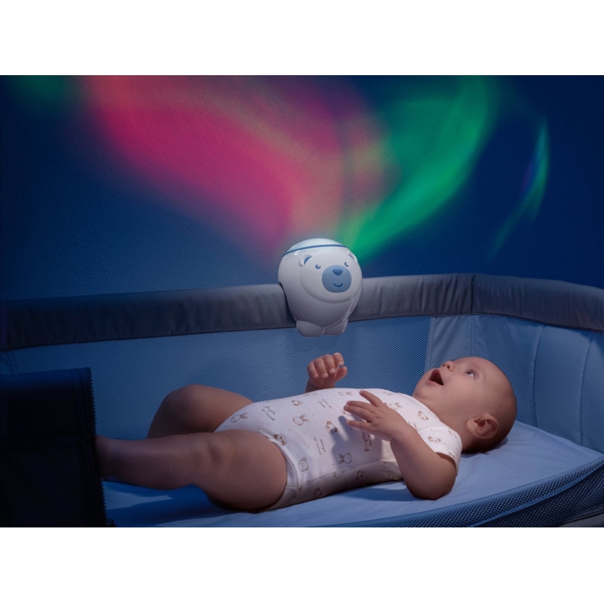 Chicco - Proyector infantil 2en1 POLAR BEAR 3xAA azul