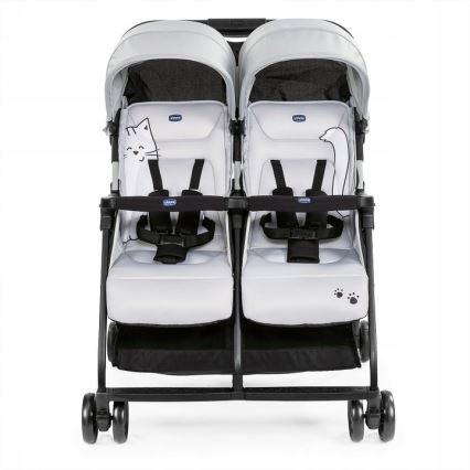 Chicco - Silla de paseo para gemelos OHLALA TWIN Silver Gato plata