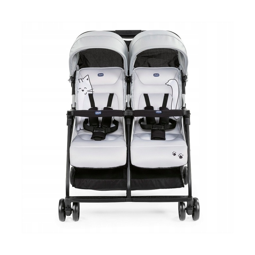 Chicco - Silla de paseo para gemelos OHLALA TWIN Silver Gato plata