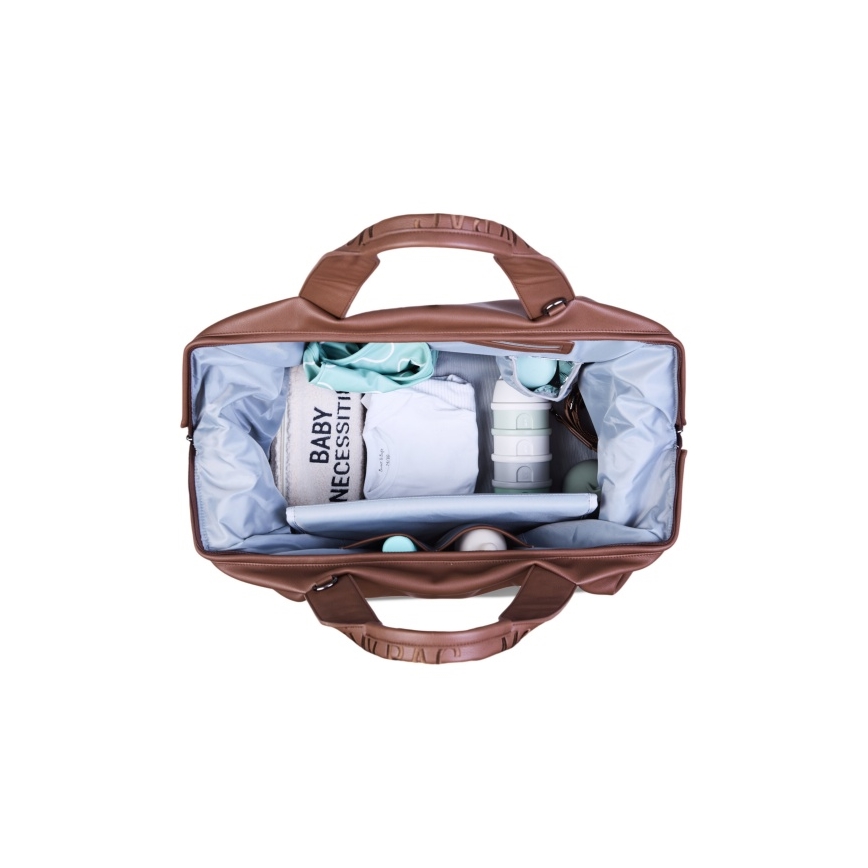 Childhome - Bolso cambiador MOMMY BAG LEATHER marrón