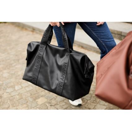 Childhome - Bolso cambiador MOMMY BAG LEATHER negro