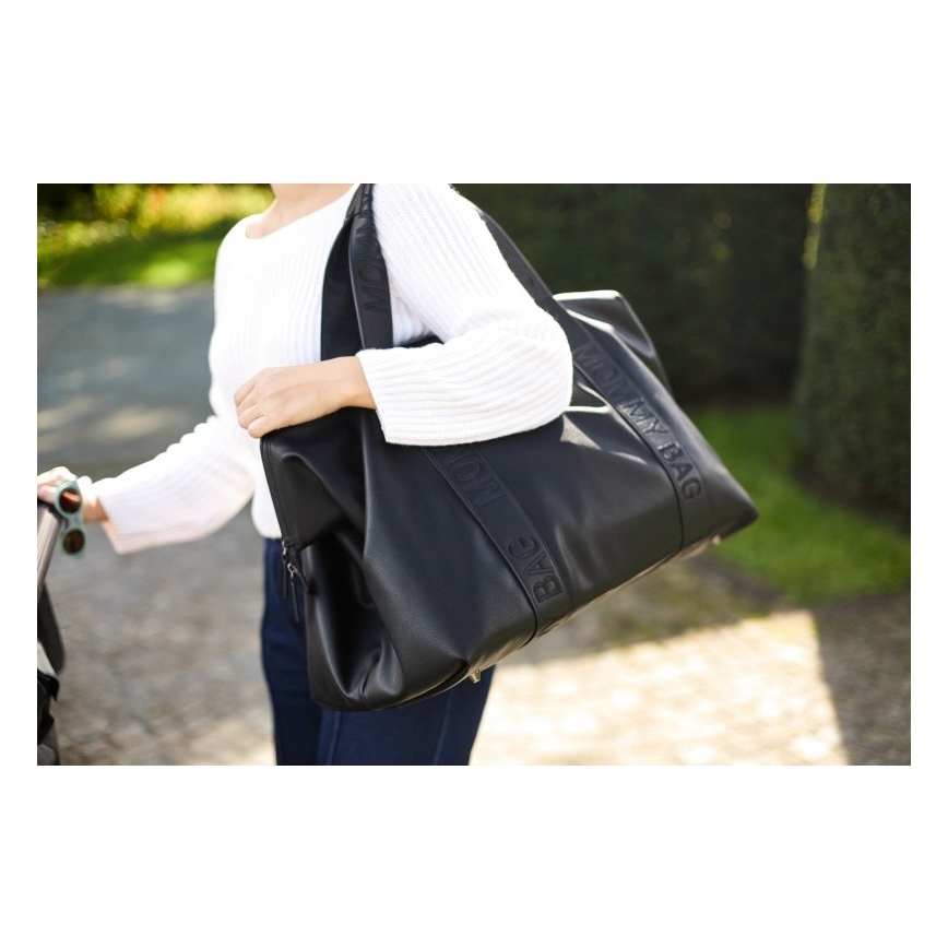 Childhome - Bolso cambiador MOMMY BAG LEATHER negro